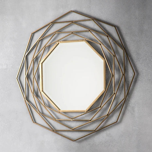 01.Gold Geometric Octagon Mirror