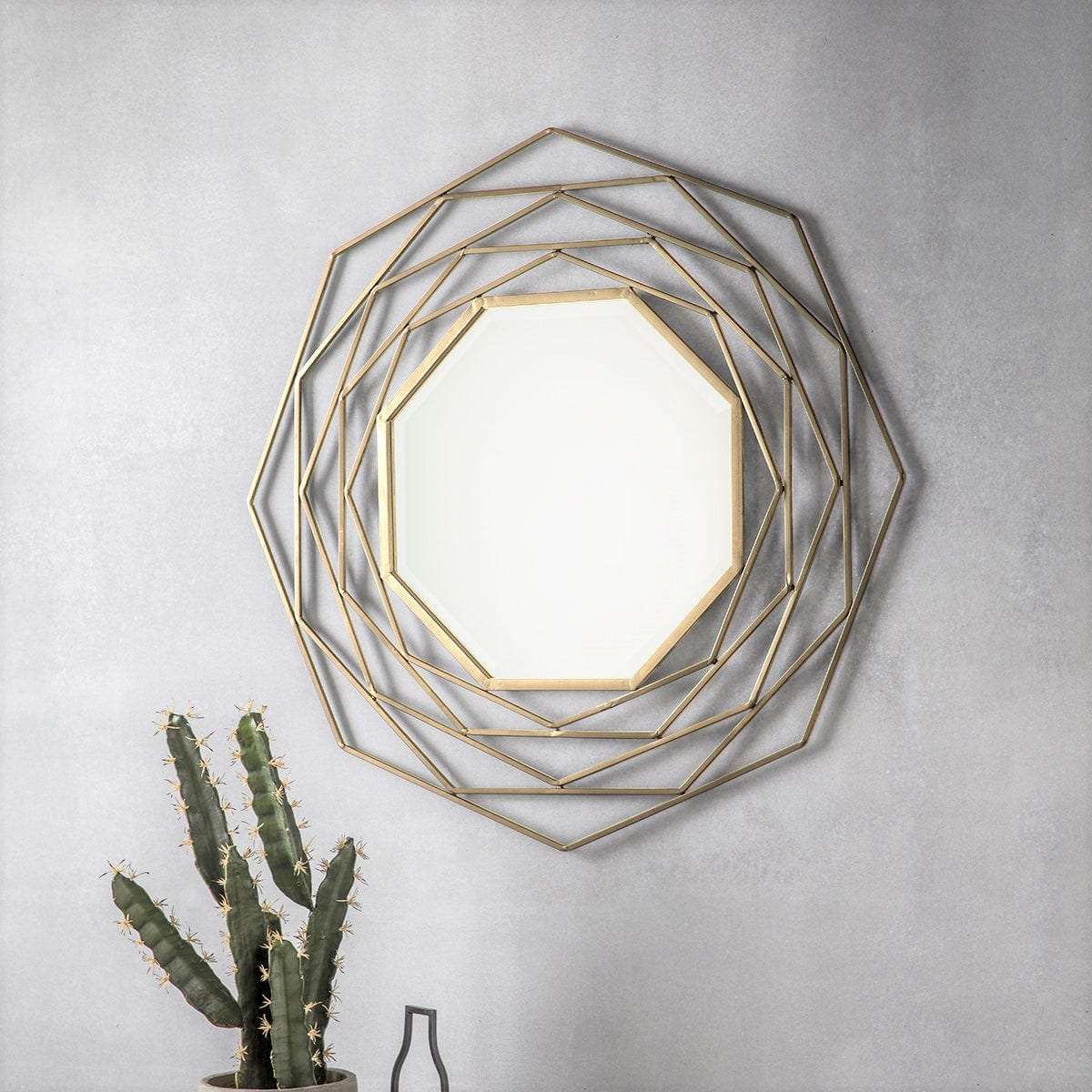 01.Gold Geometric Octagon Mirror