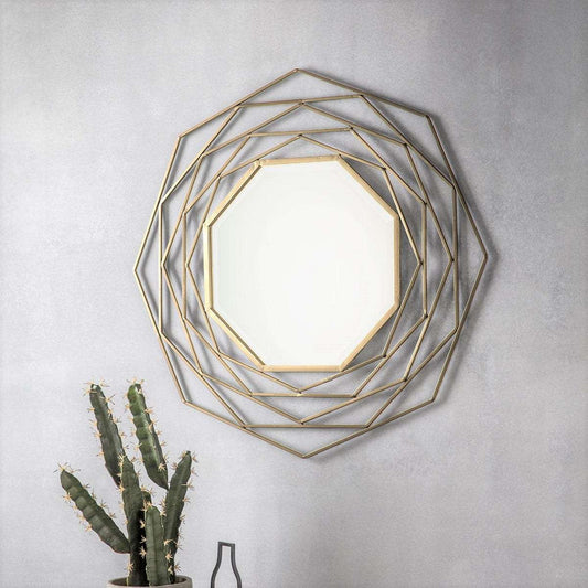01.Gold Geometric Octagon Mirror