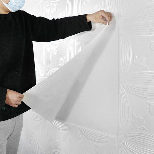 3D Foam Wallpaper Panels â White Floral Embossed Design