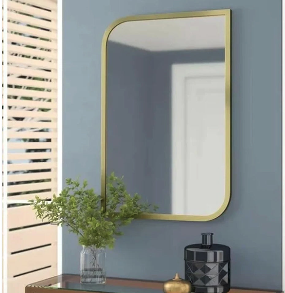 01.The Simple Metllic Frame Rectangular Mirror