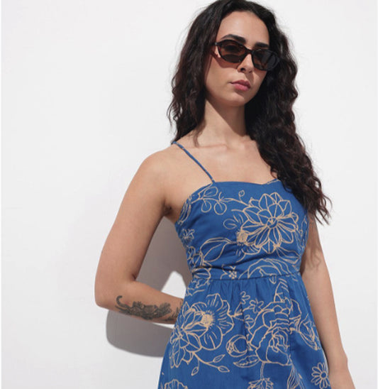 01. Floral Print A-Line Midi Dress