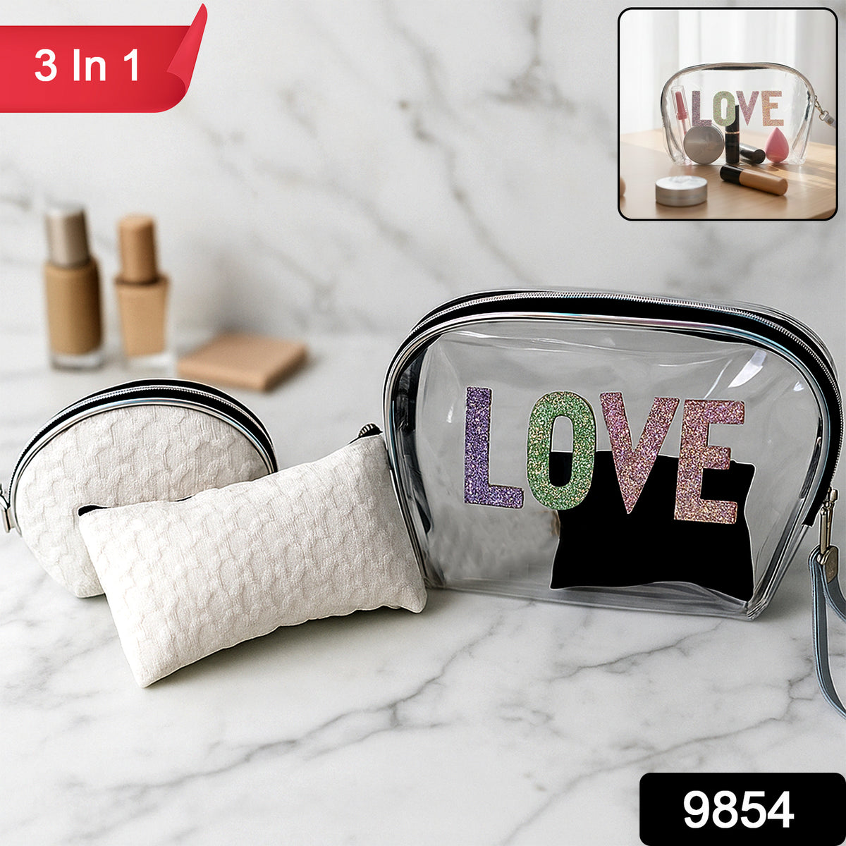3-in-1 Makeup Bag Set â Compact & Stylish Travel Organizer