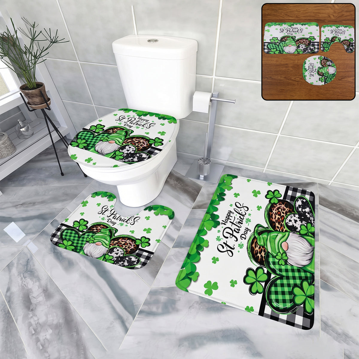 3 in 1 Bathroom Mat Set â Complete Floor Coverage & Non-Slip Design