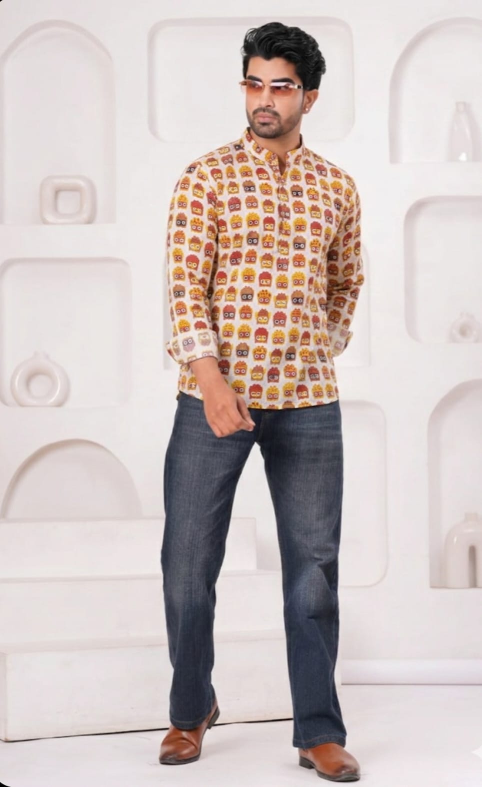 Artisanal Hand-Block Printed Cotton Short Kurta