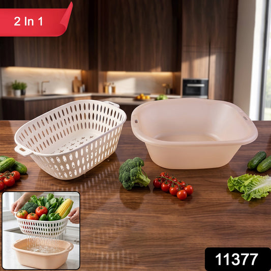 2 in 1 Plastic Double Drain Basket â Multi-Purpose Kitchen Tool