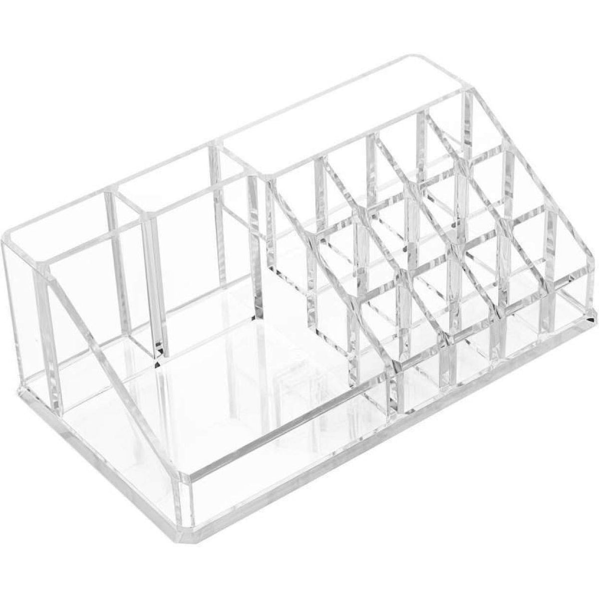 Acrylic Makeup Organizer â 16 Clear Compartments for Cosmetics