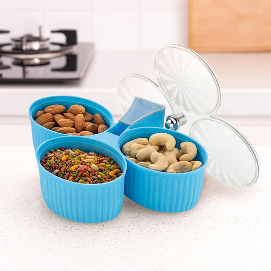 3-Compartment Revolving Dry Fruit Box â Stylish Snack Organizer