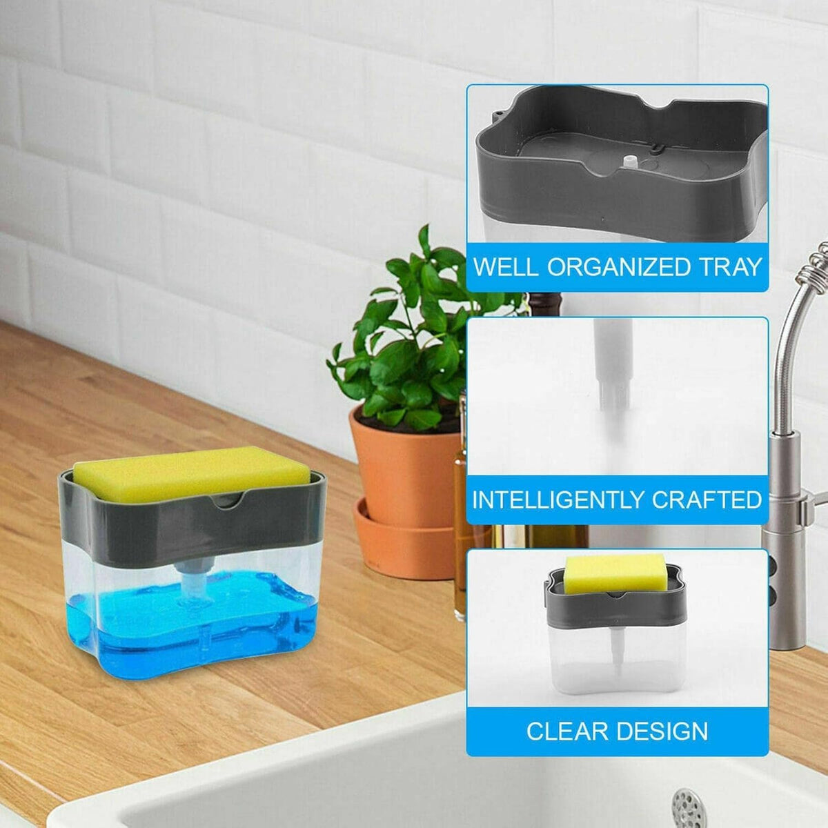 2-in-1 Soap Dispenser â Built-in Scrub Holder & Organiser | Konvex