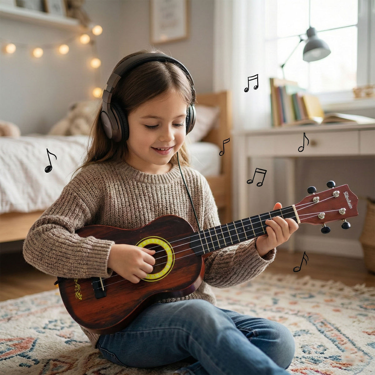 Classic Wooden Ukulele Guitar For Kids  Beginners (1 Pc)