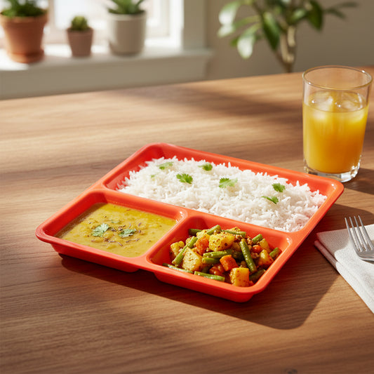 3-Compartment Serving Tray â Mess-Free Meal Organization