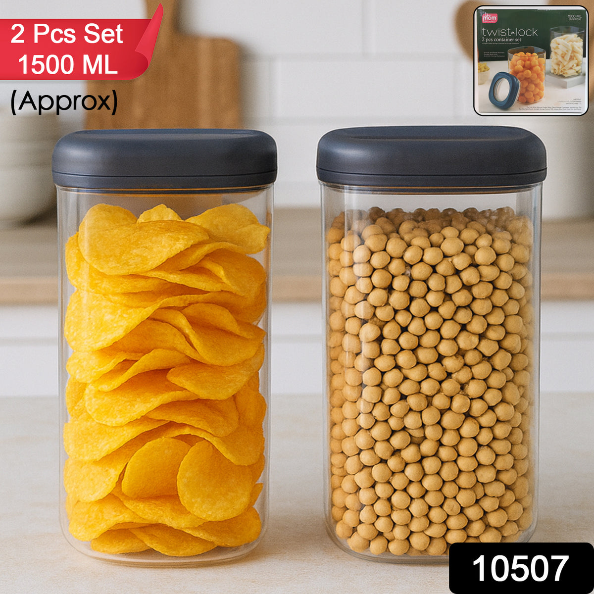 Airtight Kitchen Storage Containers â 2 Pc Set, 1500 ml Each