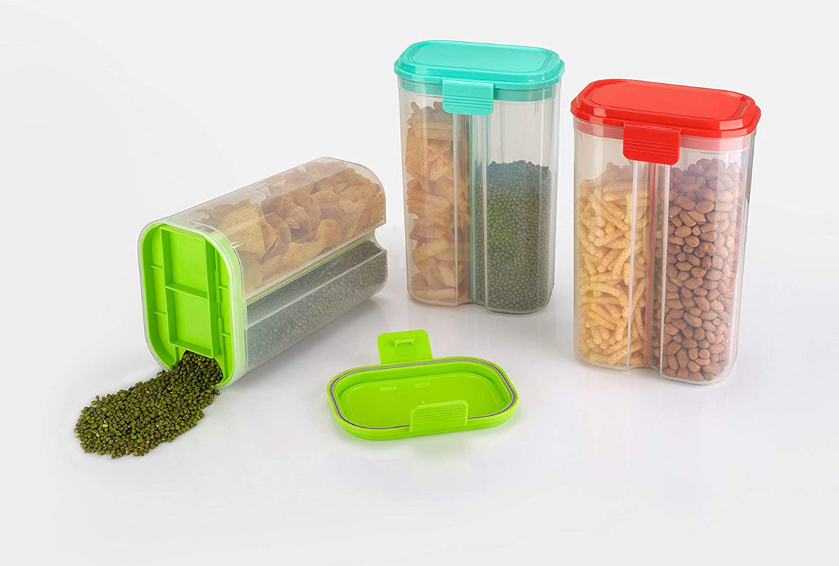 Airtight Food Grain Container â 2 Sections, 2L | Velvet Wheels