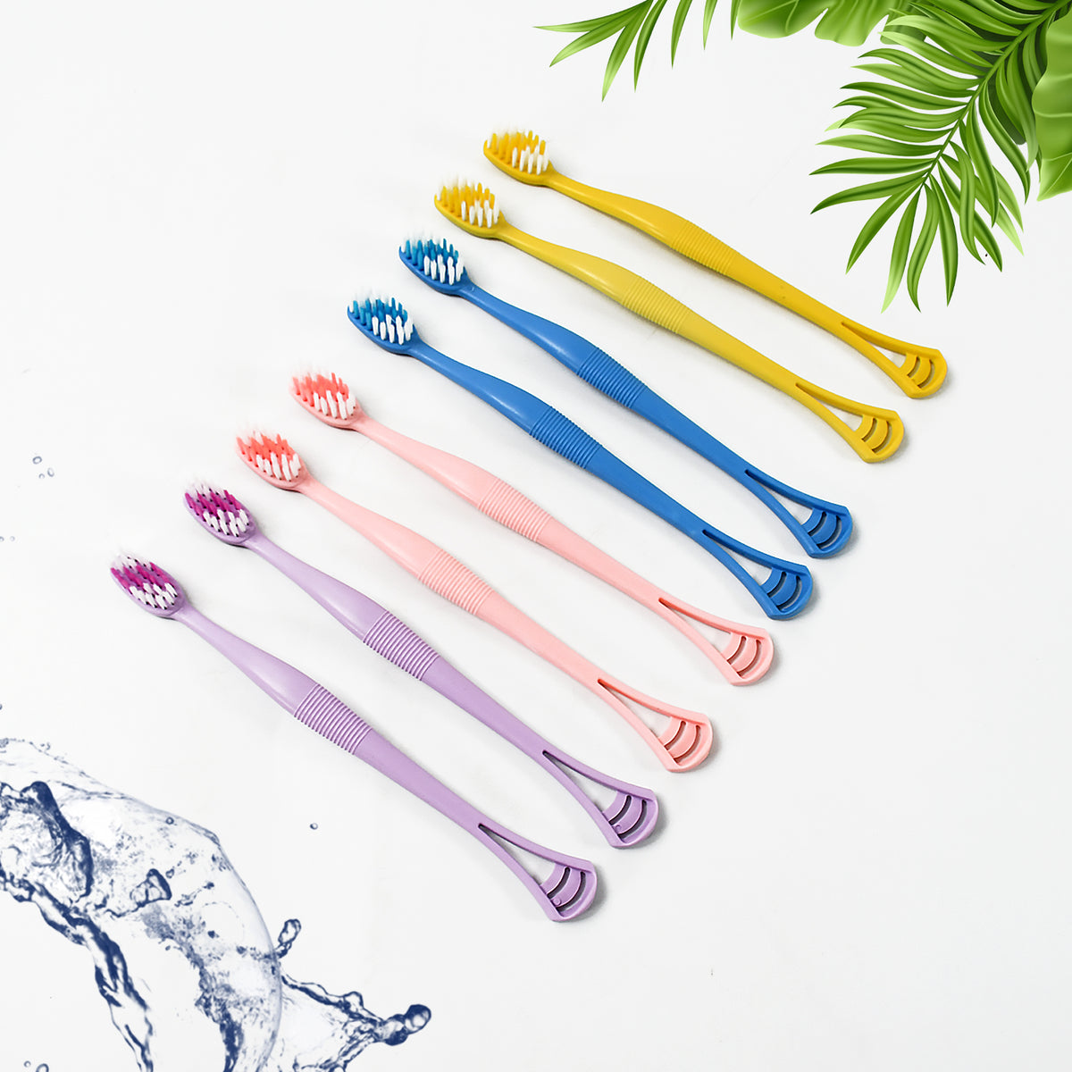 2-in-1 Toothbrush Tongue Scraper â Soft Bristles & 8 Pcs | BrushedUp