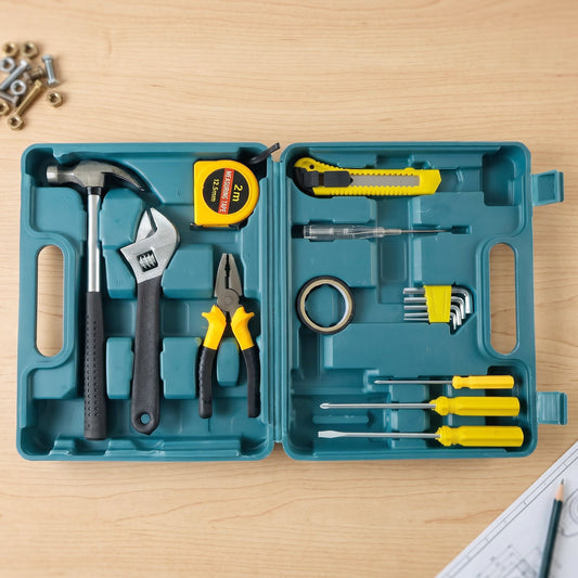 Multipurpose 16 Piece Hand Tool Kit With Carry Case For Home Repair Use (1 Set)