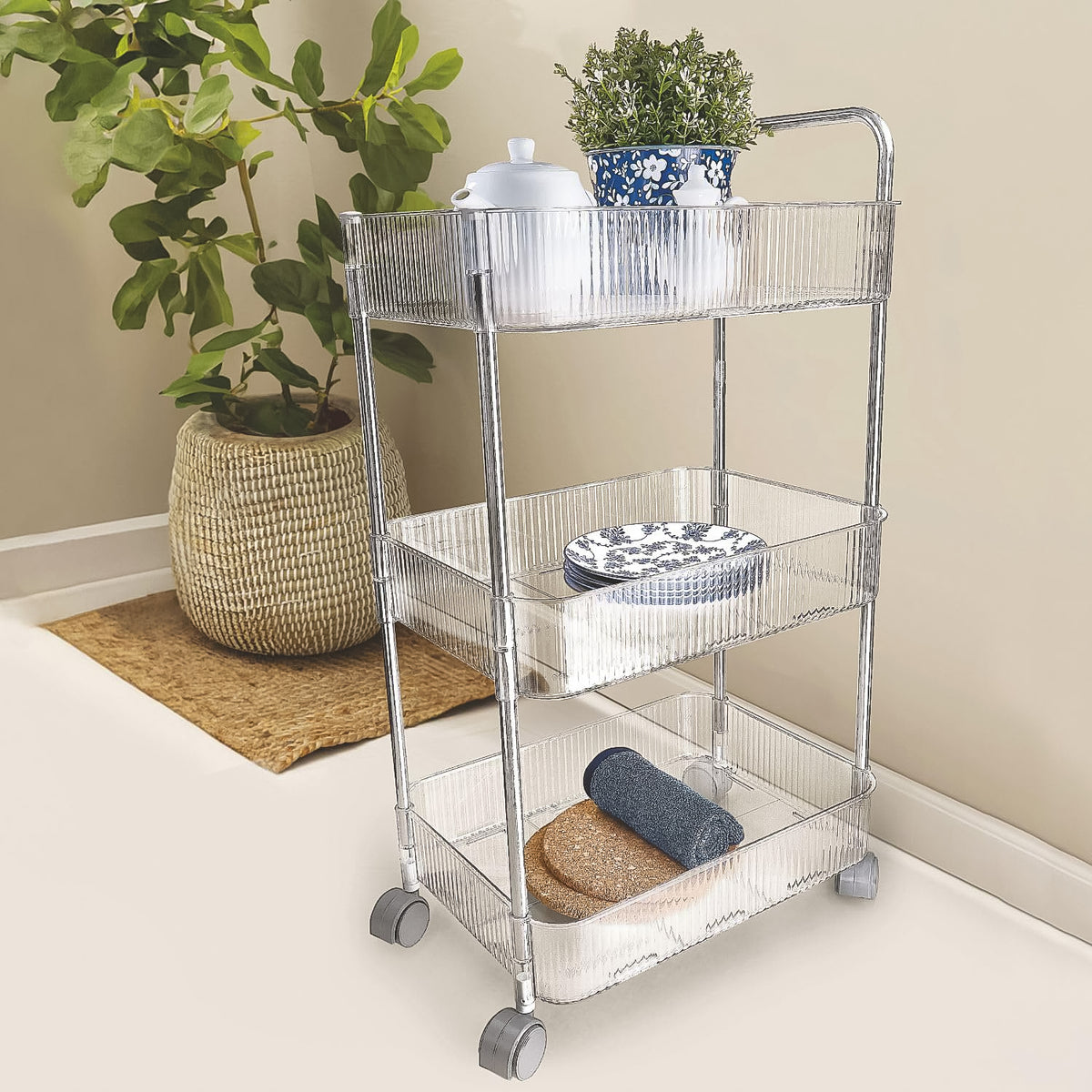 3-Layer Storage Trolley with Wheels â Durable & Versatile Organizer