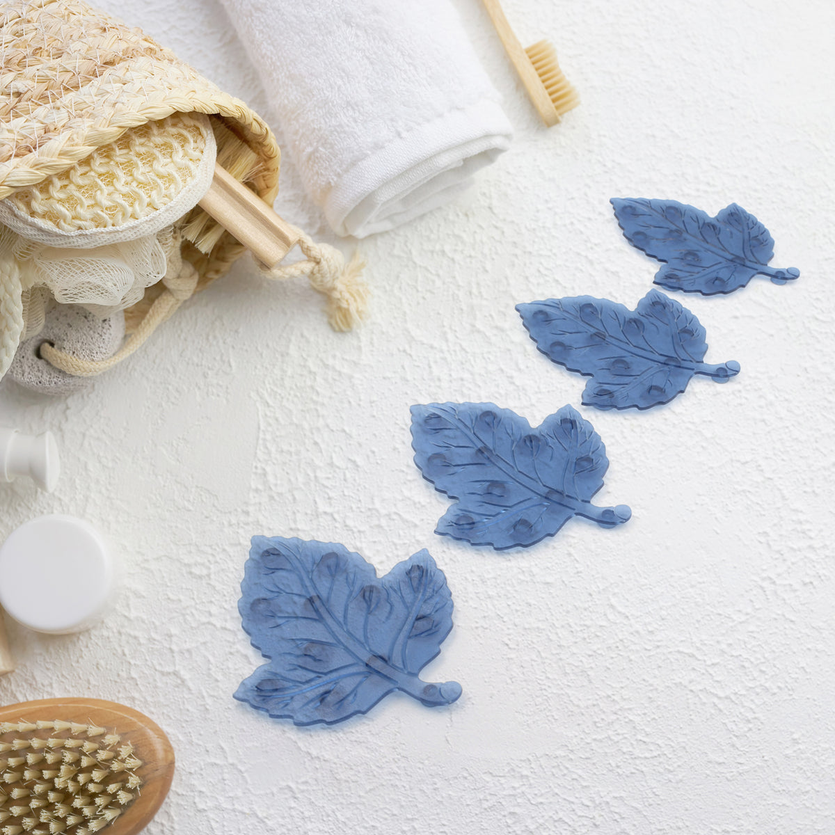 Baby Anti-Slip Bath Mat â Leaf Shaped PVC 4 Pc Set | CrystalWash