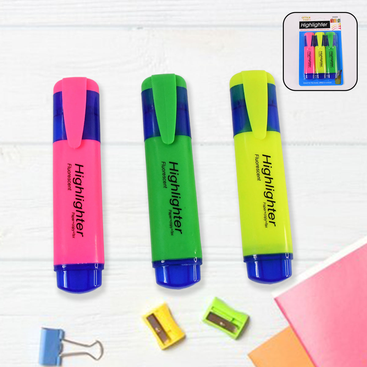Assorted Color Highlighter Pens â Water-Based Broad Tip Set