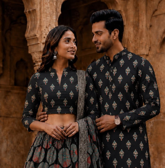 Handcrafted Bagru Cotton Couple Set | Navratri & Diwali Festive Collection