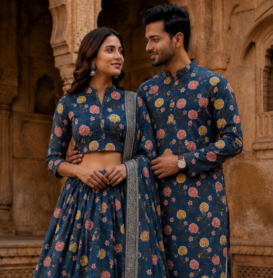 Handcrafted Bagru Cotton Couple Set | Navratri & Diwali Festive Collection