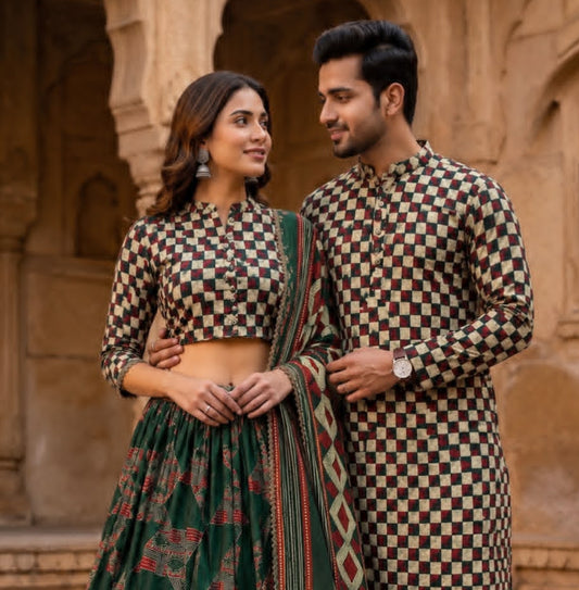 Handcrafted Bagru Cotton Couple Set | Navratri & Diwali Festive Collection