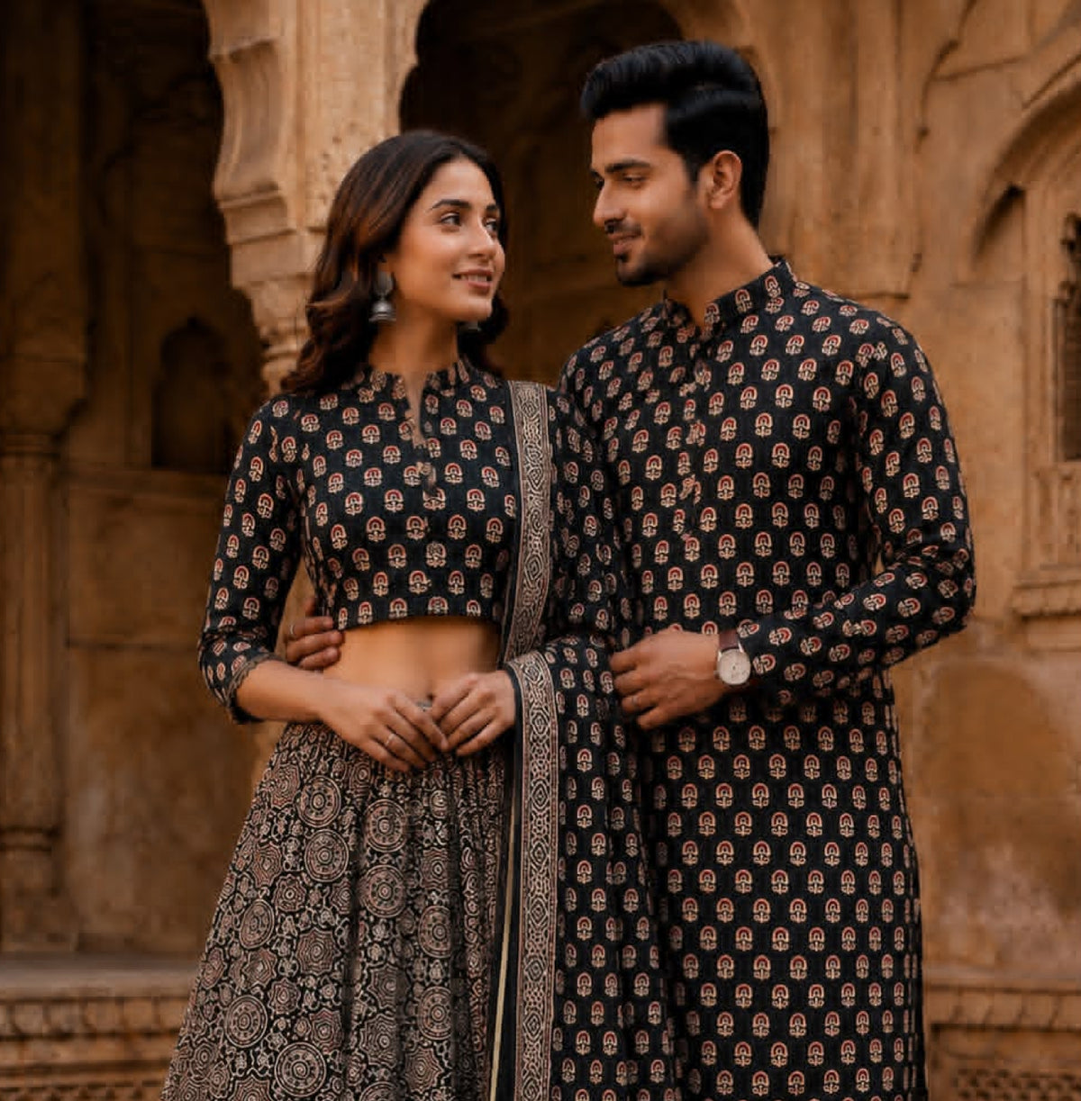 01 Handcrafted Bagru Cotton Couple Set | Navratri & Diwali Festive Collection