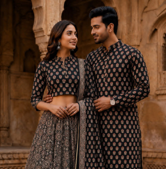 01 Handcrafted Bagru Cotton Couple Set | Navratri & Diwali Festive Collection