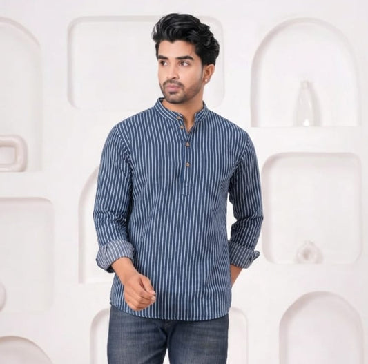 Artisanal Hand-Block Printed Cotton Short Kurta