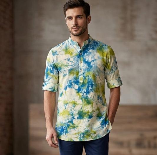 Artisanal Hand-Block Printed Cotton Short Kurta