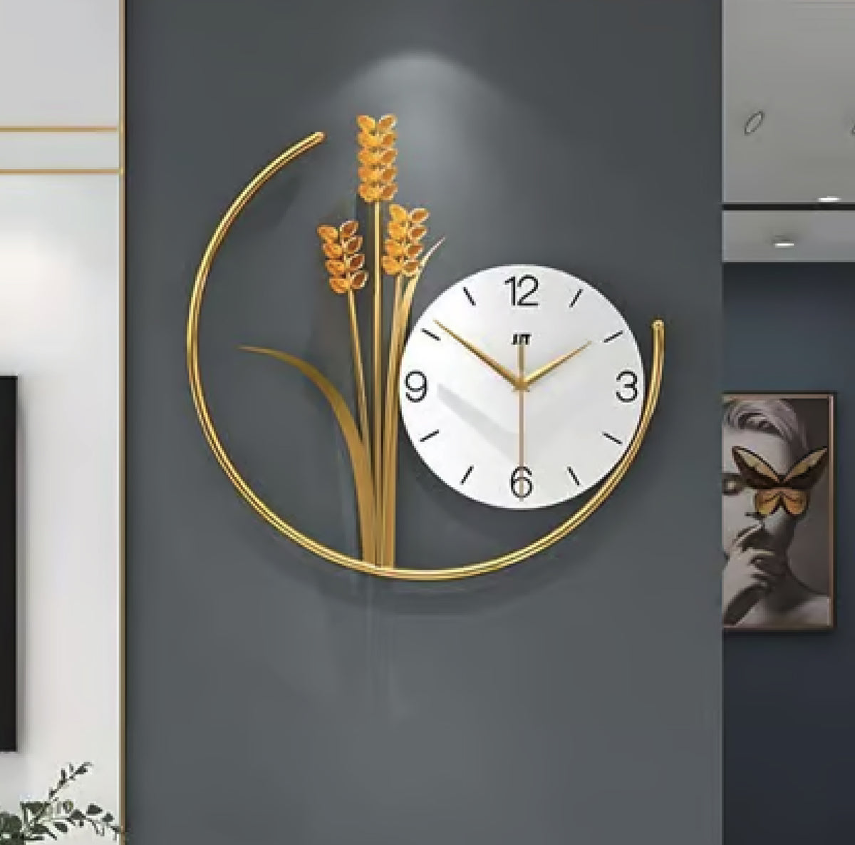 Half Moon Wall Clock 16 Inches Iron Powder Coated Rust Free