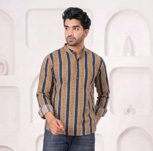 Artisanal Hand-Block Printed Cotton Short Kurta