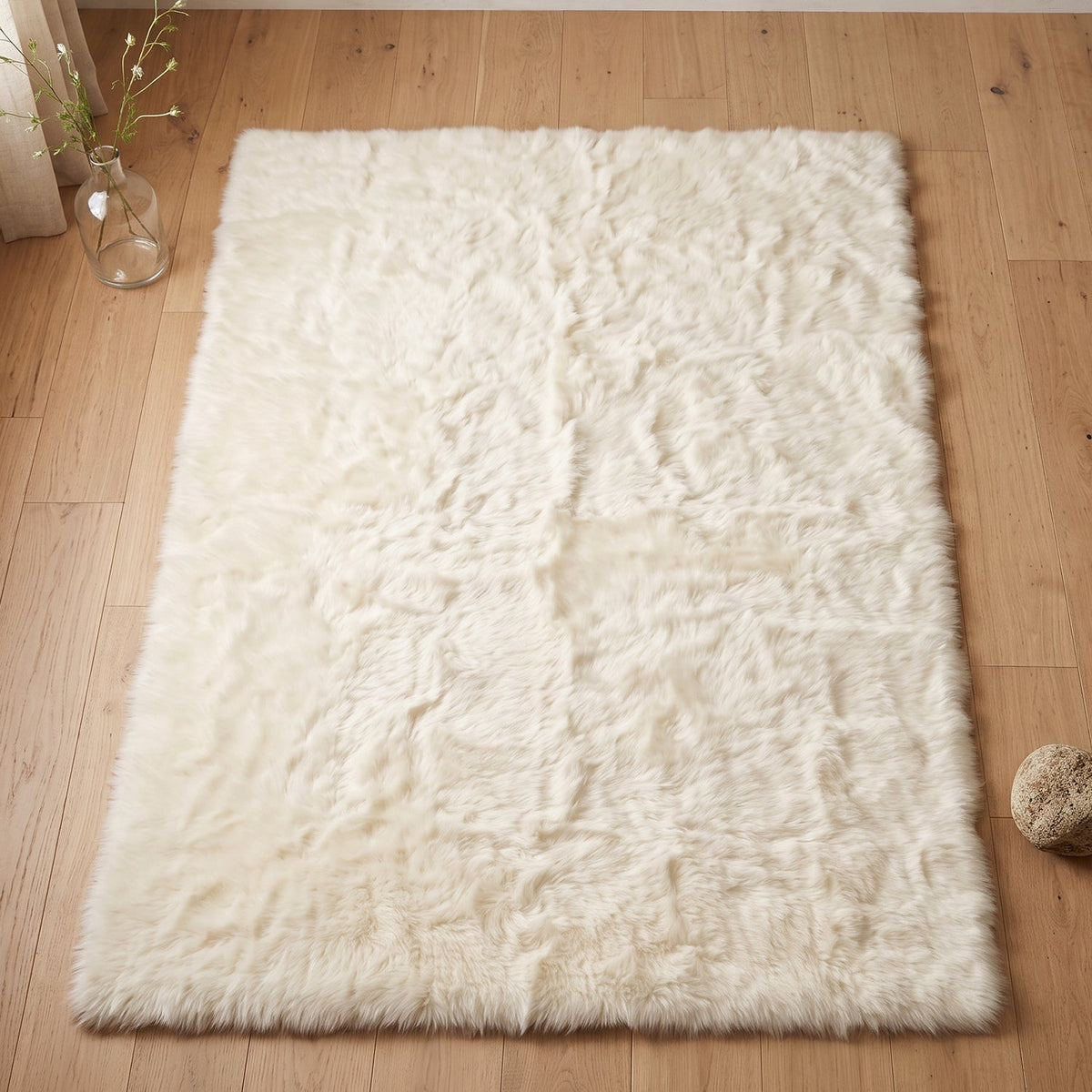 Anti Slip Soft Fluffy Faux Fur Carpet Mat 92 x 56 Cm for Living Room