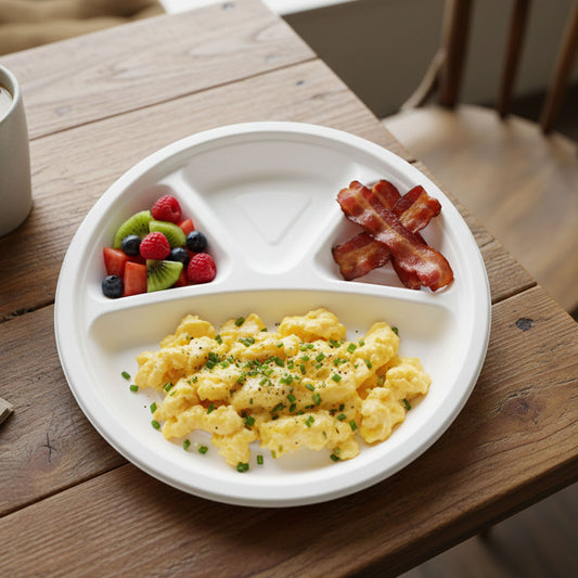 4 Compartment Disposable Food Serving Plate â Set of 10