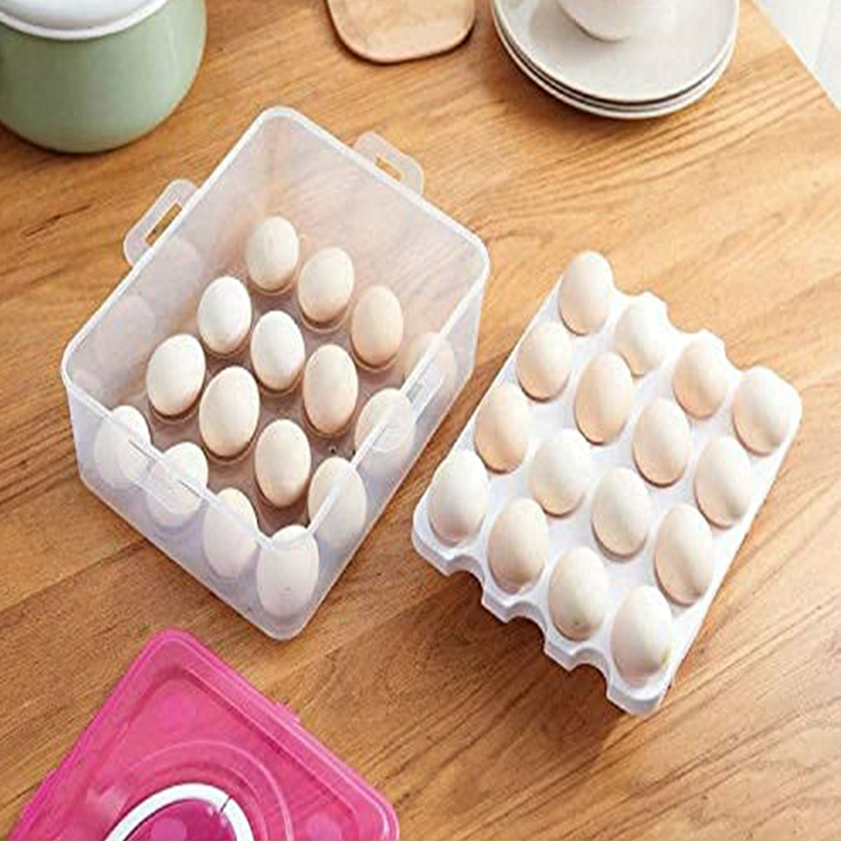 32-Grid Egg Tray with Lid & Handle â 2-Layer Egg Storage | Organivo