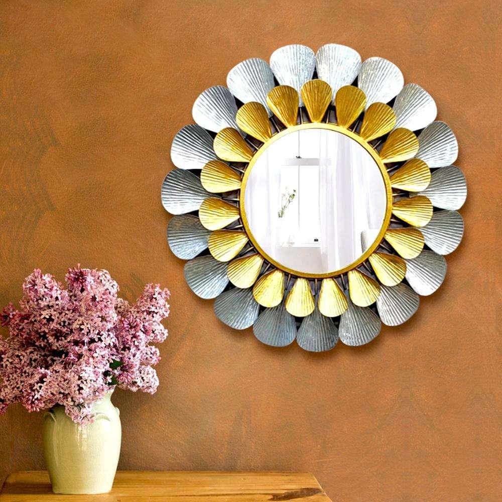 01. Gold & Silver Petals Exquisite Metal Wall Mirror