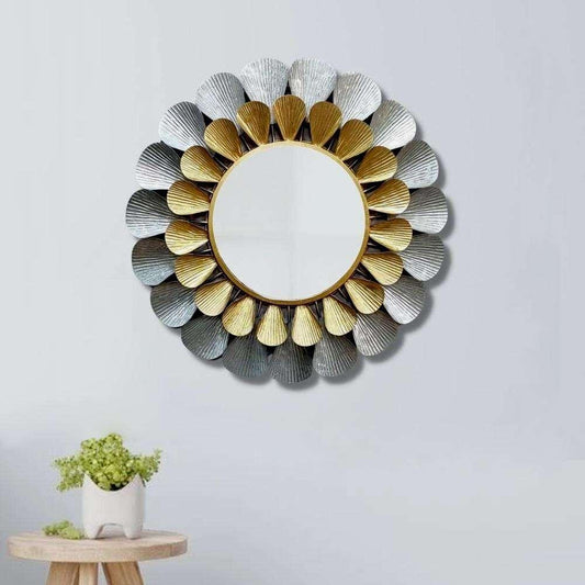 01. Gold & Silver Petals Exquisite Metal Wall Mirror
