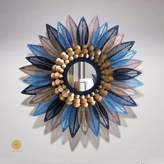 01 Beautiful Sunflower Decorated Wall Mirror (30 Inches Dia)