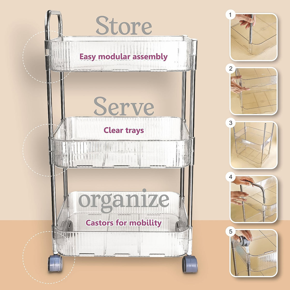3-Layer Storage Trolley with Wheels â Durable & Versatile Organizer