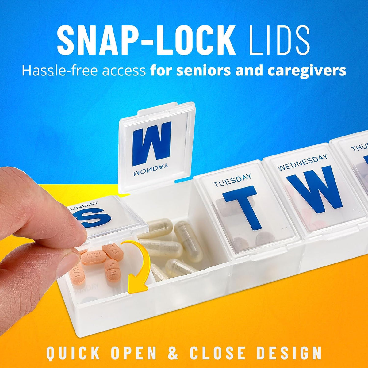 7 Day Weekly Plastic Pill Box Organizer with Daily Compartments