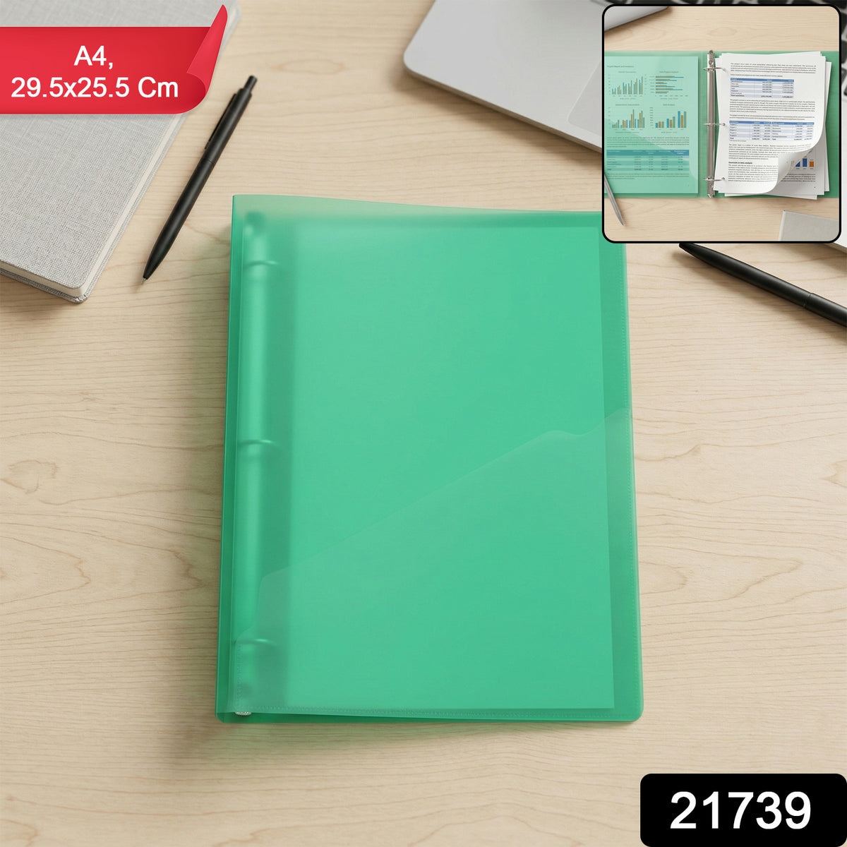 A4 Size Transparent Ring Binder Folder â Durable for Document Organization