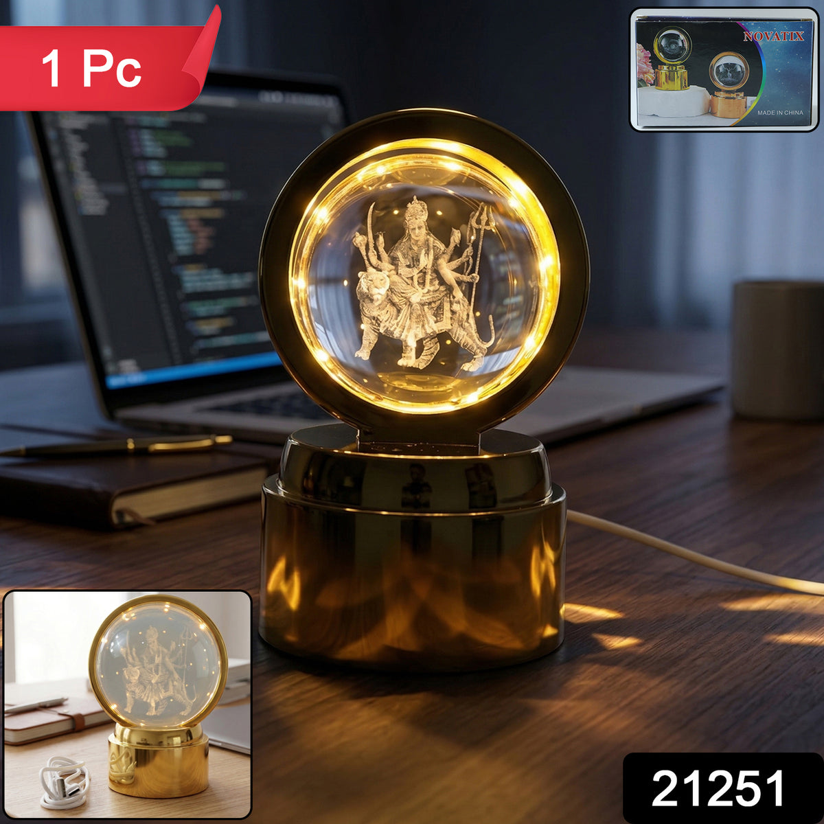 3D Crystal Ball LED Night Lamp â Elegant Spiritual Home DÃ©cor