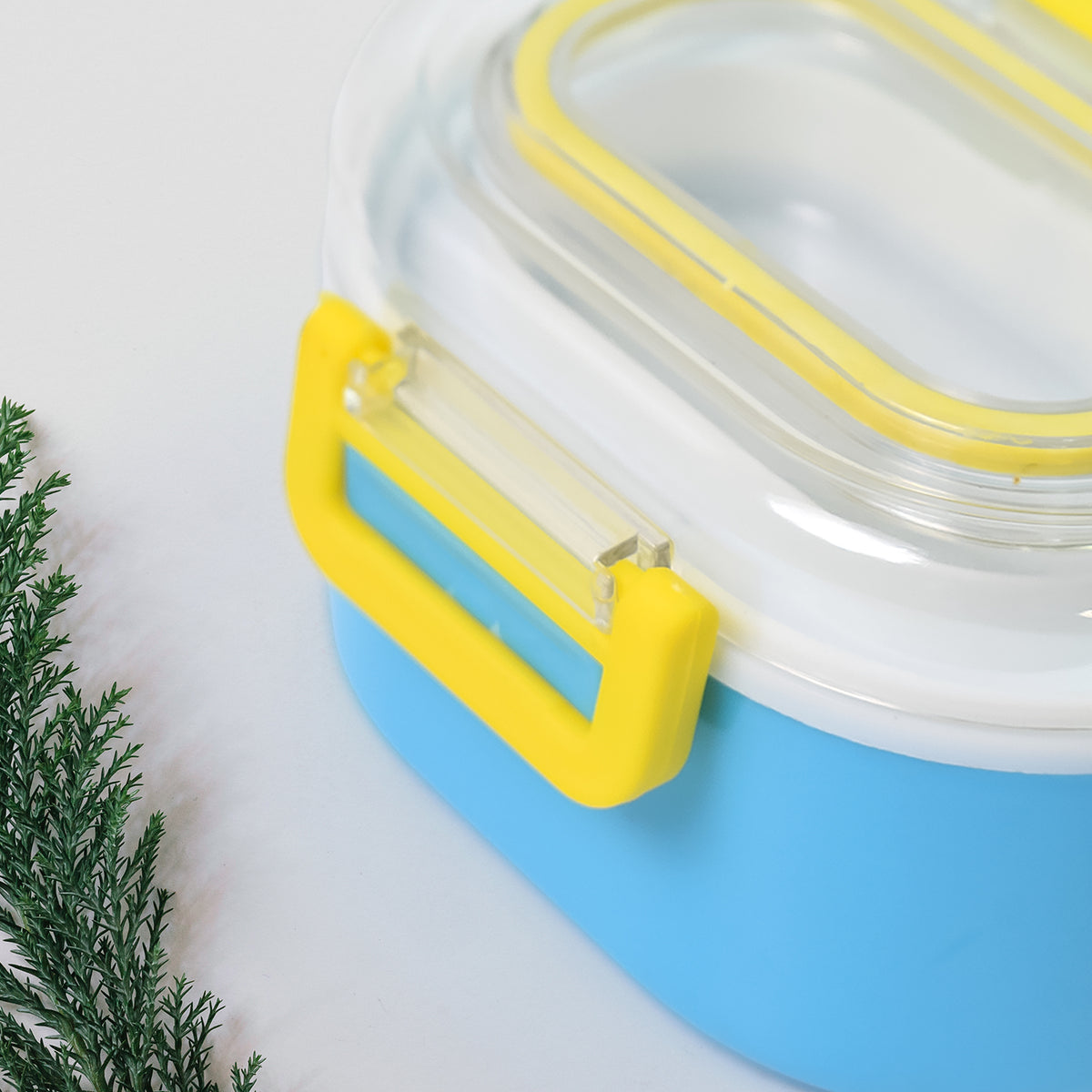 Durable Plastic Lunch Box For Kids With 2 In 1 Spoon Fork (1 Pc)