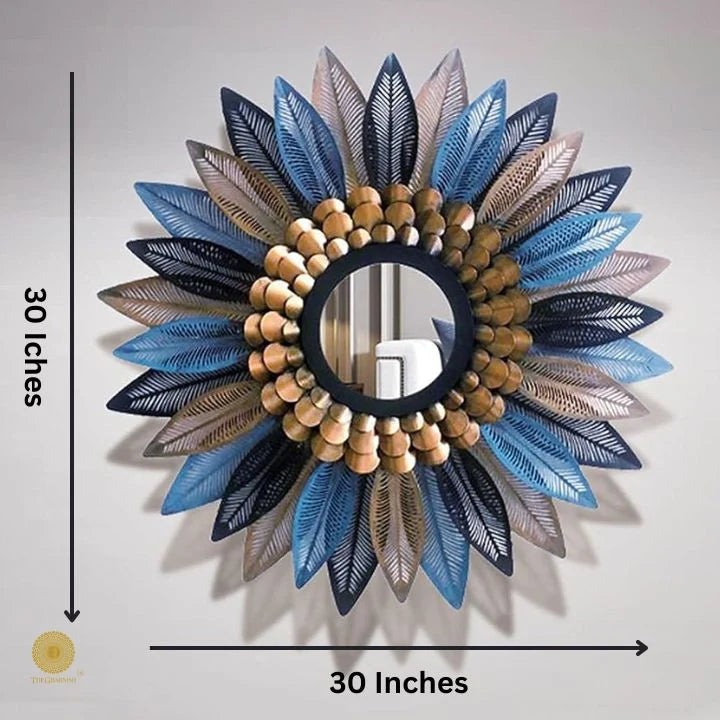 01 Beautiful Sunflower Decorated Wall Mirror (30 Inches Dia)