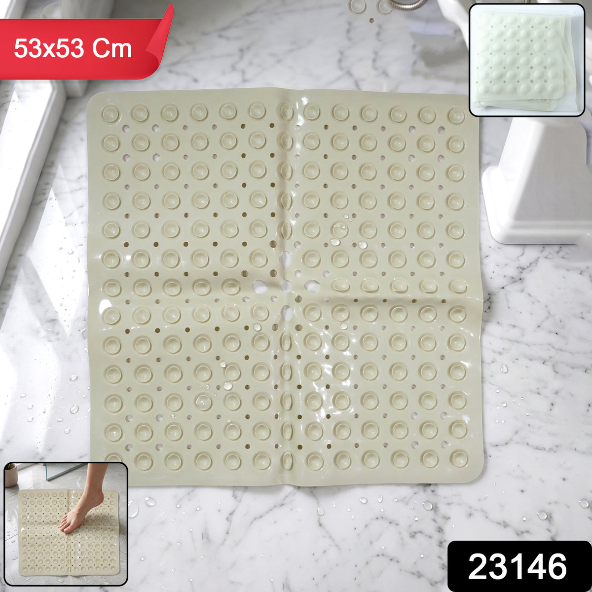 Anti-Slip Bath Mat â Secure Suction Cups for Bathroom Safety