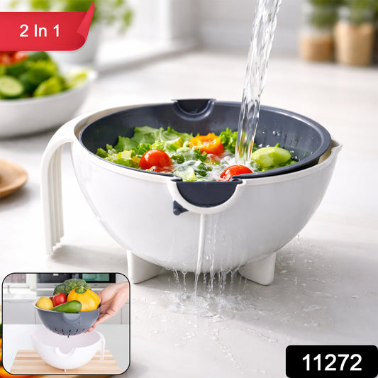 2-in-1 Vegetable Washing Bowl â Effortless Rinsing & Draining