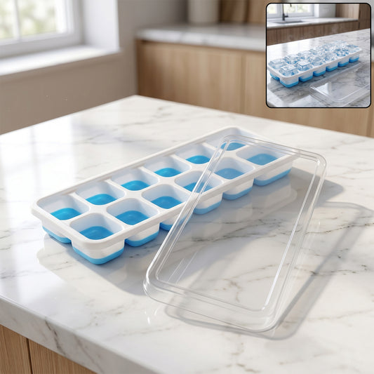 14-Grid Plastic Ice Cube Tray â Easy-Release & Multipurpose Use
